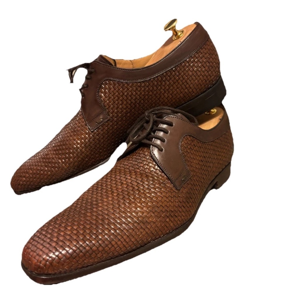 Mezlan Woven Brown Leather Oxfords